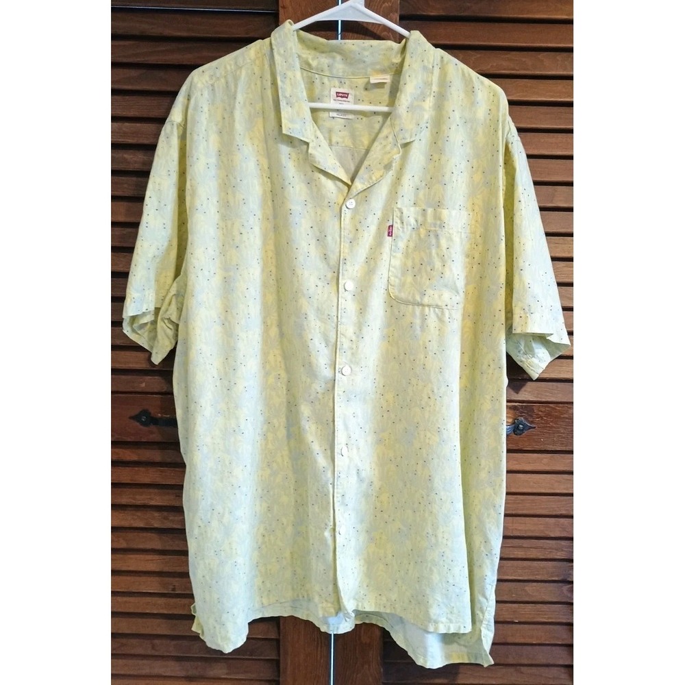 Levis Shirt Mens‎ XXLarge Cactus Print Yellow Hawaiian Relaxed Fit